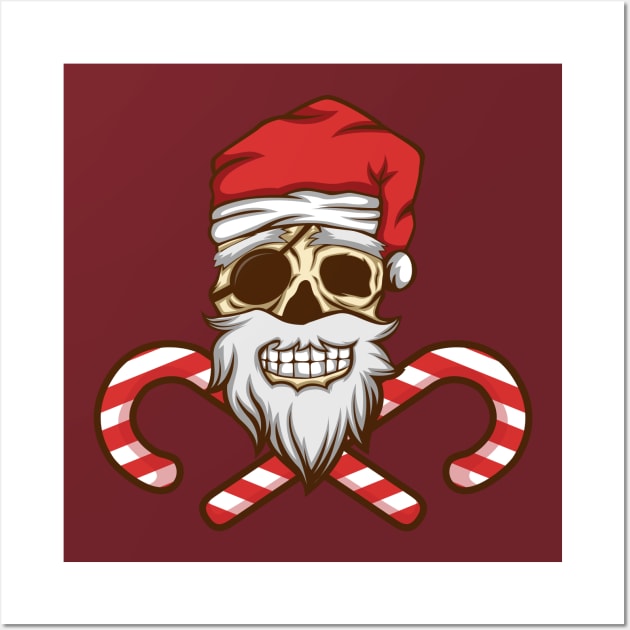 Bad Jolly Roger Santa XMAS Pirate Skull Wall Art by Shirtbubble